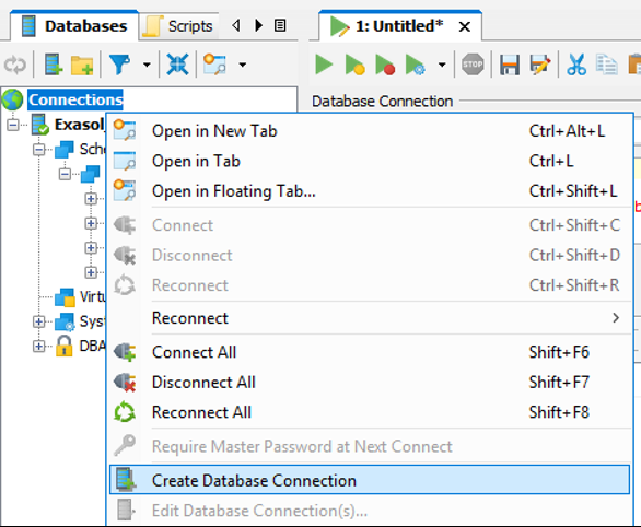 register Exasol database connection on DbVisualizer