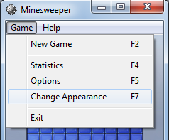 change appearance of Windows Minesweeper game