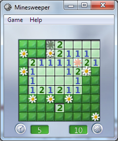Windows Minesweeper game for children with flowers garden