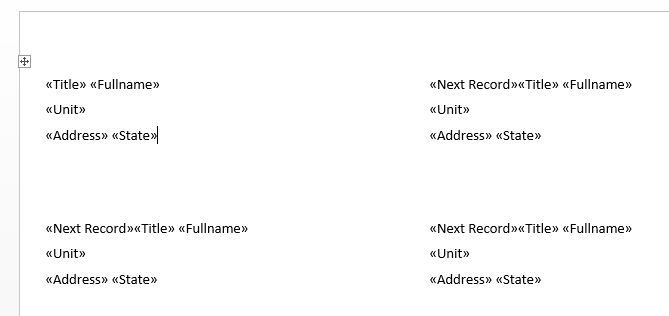 how to format word for labels