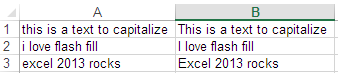 capitalizing string with Flash Fill