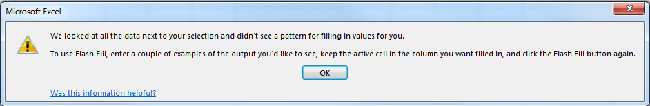Microsoft Excel 2013 flash fill