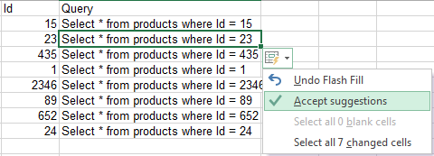 Microsoft Excel 2013 flash fill