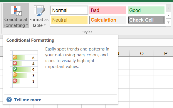 data bars conditional formatting excel 2016