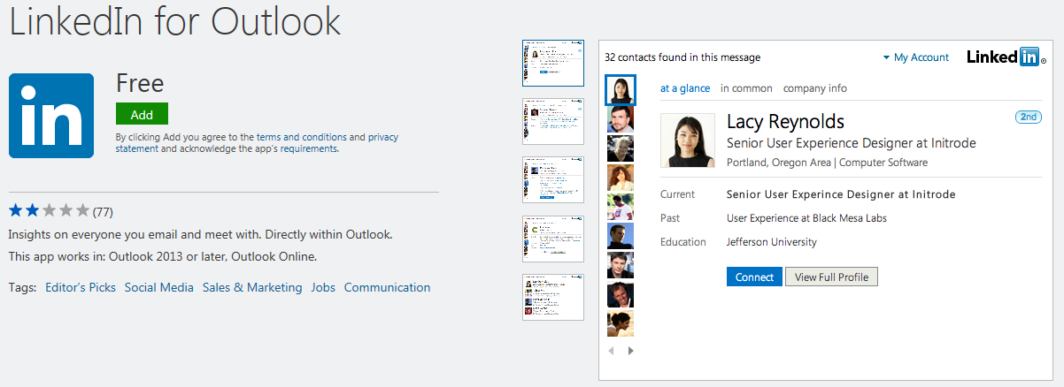 microsoft outlook linkedin