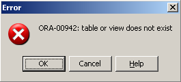 ORA-00942: table or view does not exist