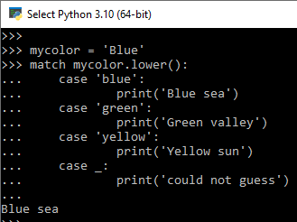 sample Python Case statement code