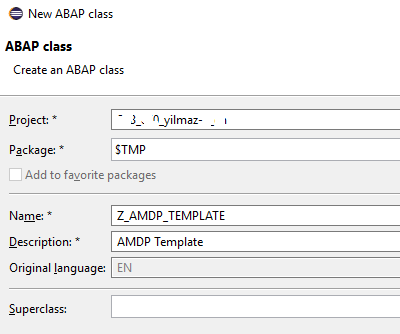 create ABAP class for SAP HANA AMDP procedure