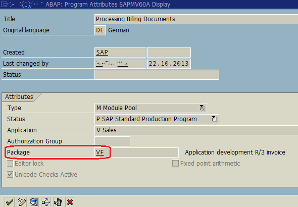 ABAP program package attribute