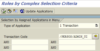 search SAP roles by complex selection criteria like tcode