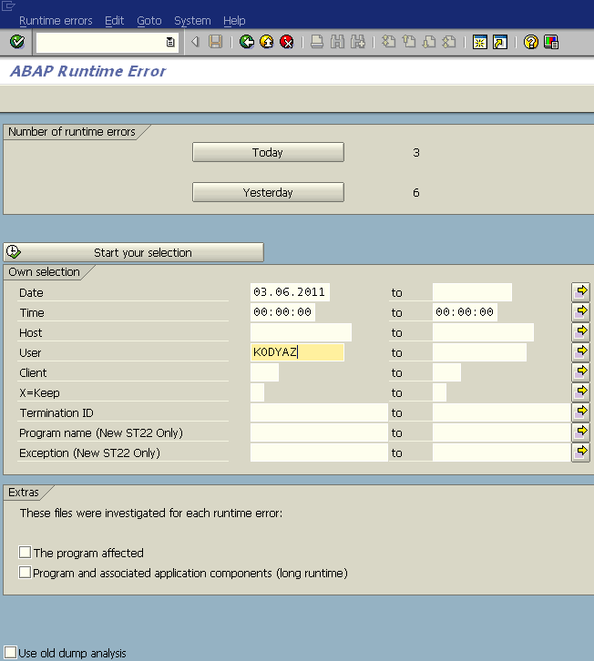 ABAP Short Dump Analysis using ST22 SAP TCode