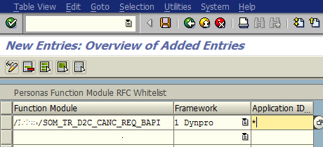 SAP Personas function module whitelist entry
