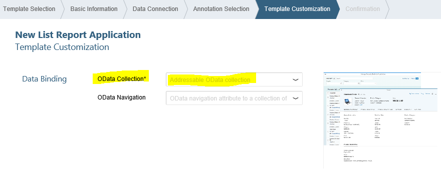 addressable OData collection for SAP Web IDE app template