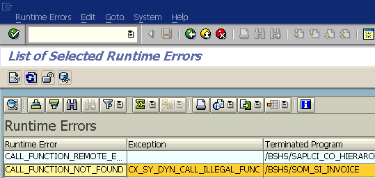 CALL_FUNCTION_NOT_FOUND ABAP Run Time Error