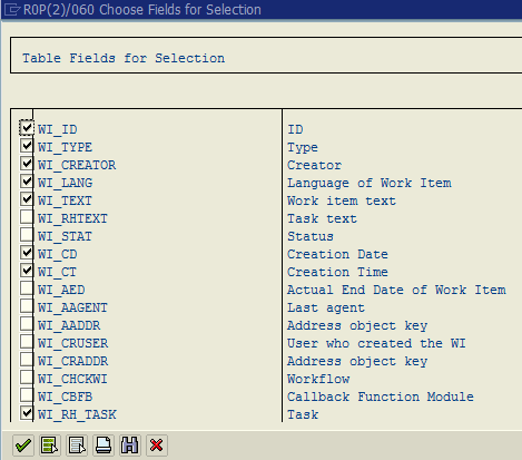 choose fields for selection from database table using SE11 tcode