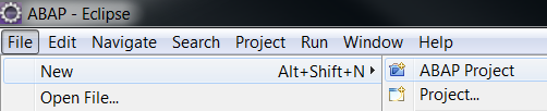create new ABAP project in Eclipse