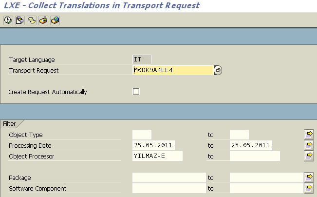 create request including translations in SAP