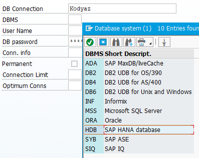 DBMS database management system list including SAP HANA Database