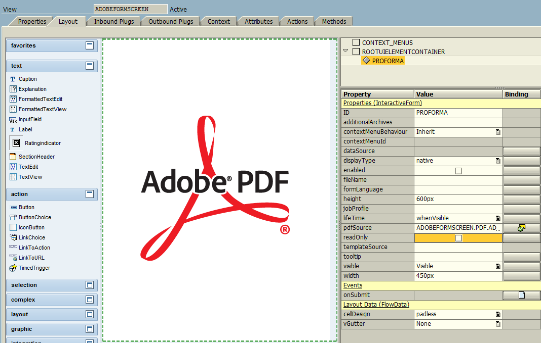 display Adobe Form PDF in SAP Web Dynpro layout