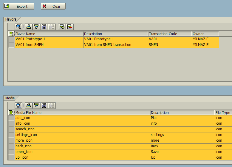 export flavors using SAP Screen Personas administration tool