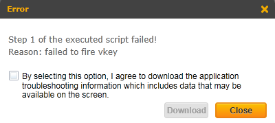 failed to fire vkey SAP Personas error