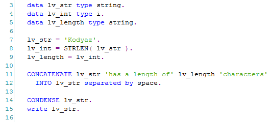 find string length using ABAP STRLEN function