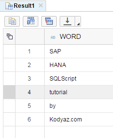 SQLScript to list words in string variable