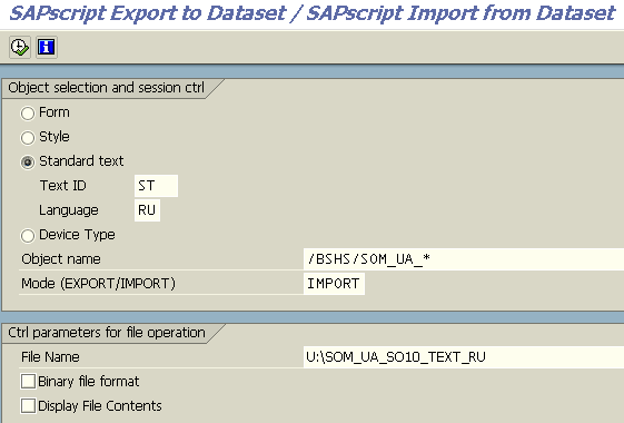 import standard text in SAP using RSTXSCRP ABAP report