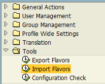 import flavors using SAP Personas administration transaction