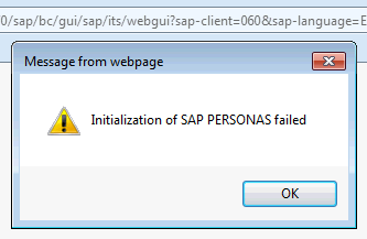 Initialization of SAP Personas failed