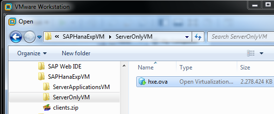 open SAP HANA Express Edition virtual disk using VMware