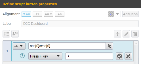 Personas script button properties for press f key