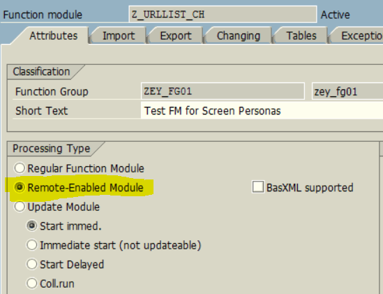 create remote-enabled RFC function module