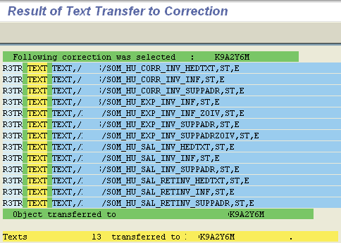 transfer SAP standard text to transport request