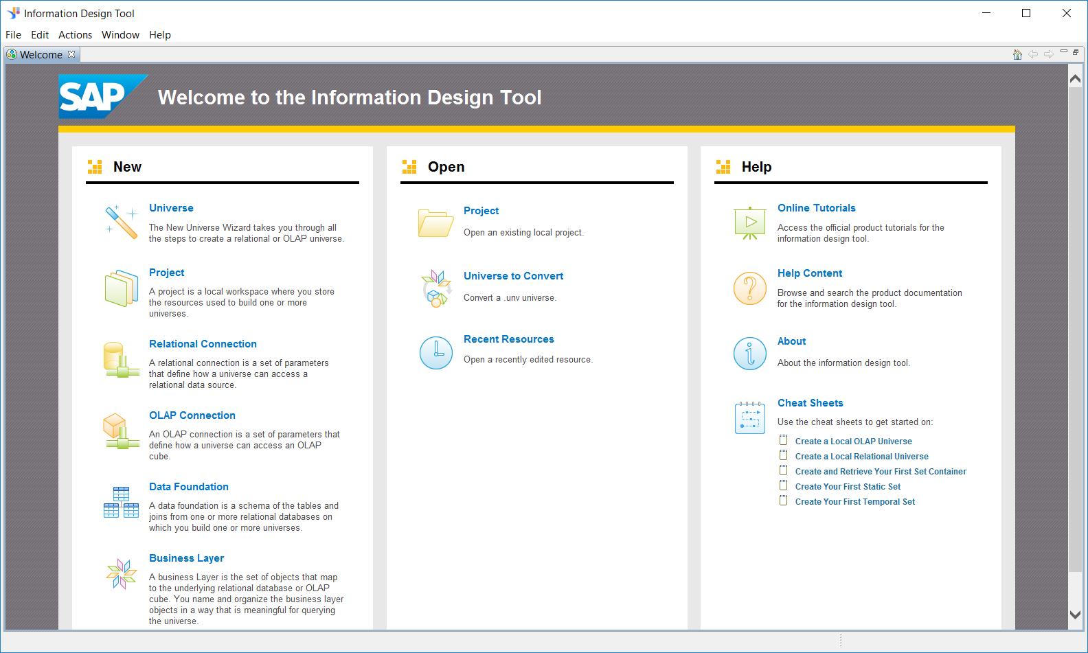 SAP Business Objects Information Design Tool