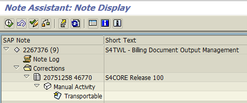SAP OSS Note 2267376 for Billing Document Output Management