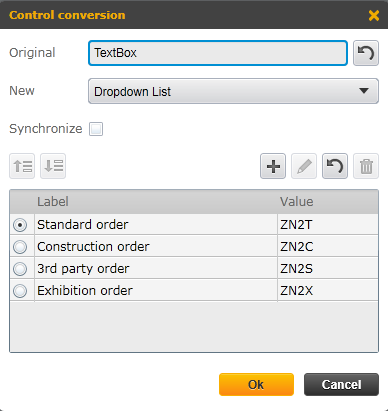 control conversion for dropdown list from textbox