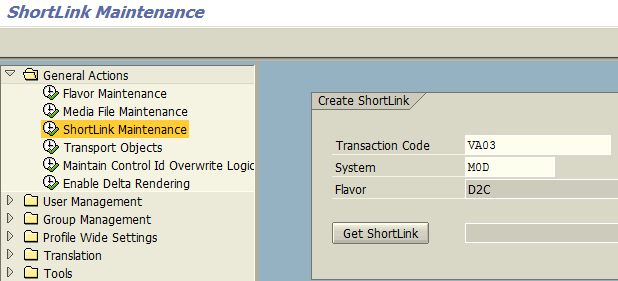 Create ShortLink using SAP Personas Administration tcode