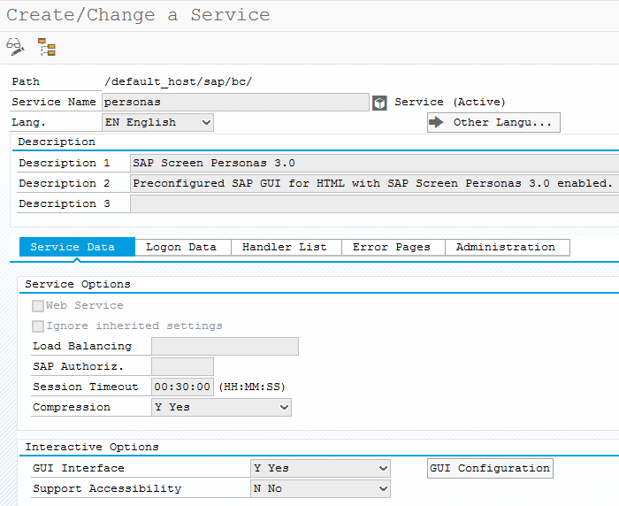 SAP Screen Personas 3.0 service definition