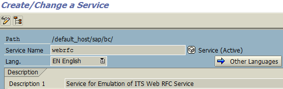 SAP WebRFC service in SICF transaction