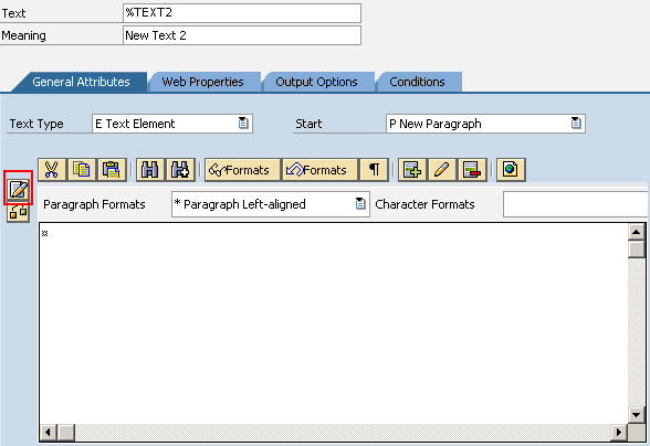 SAP Smartform change text editor for SAP symbols