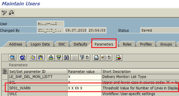 SP01_WARN SAP user parameter