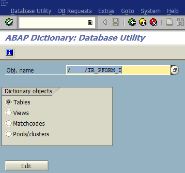 SAP SE14 Abap Dictionary Database Utility transaction