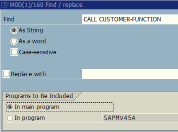 search CALL CUSTOMER-FUNCTION for user exits in SAP program