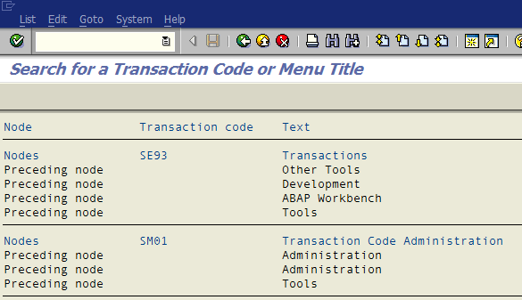 SAP search_sap_menu transaction