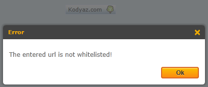 The entered url is not whitelisted!