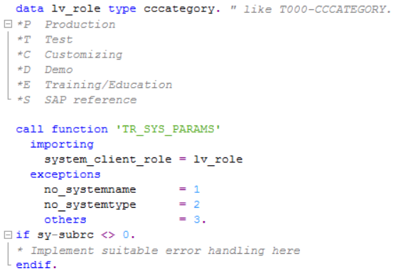 ABAP function module TR_SYS_PARAMS