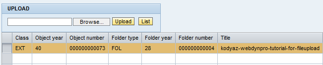 upload file on Web Dynpro and list attachments on table