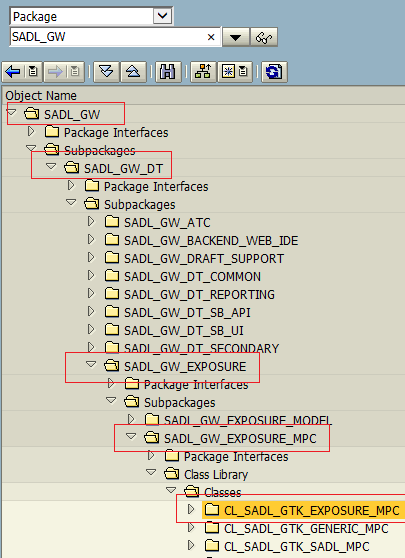 ABAP package hierarchy for SADL_GW_EXPOSURE_MPC