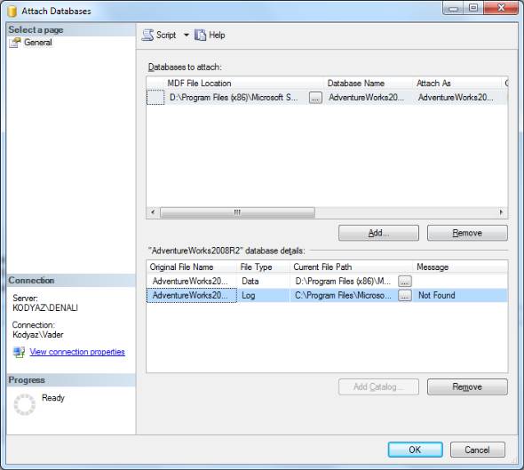attach database mdf file SQL Server 2012